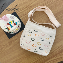 Qiaoduo Women Crossbody Bags Cute Smiling Face Ladies Shopping Shoulder Bags Sweet Girls Handbag Simple Mobile Phone Canvas Bag 2024 - buy cheap