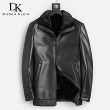 Dk promover novo inverno real pele de carneiro vison casacos de pele dos homens quente casual preto couro genuíno roupas de pele natural outwear 2024 - compre barato