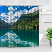 Mountain Water Landscape Shower Curtains Forest Green Plants Spring Natural Scenery Print Waterproof Bathroom Decor Curtain Sets 2024 - buy cheap