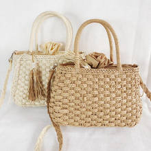 Fashion Tassel Straw Bags Rattan Weave Women Handbags Designer Luxury Handmade Paper Shoulder Crossbody Summer Beach Bags 2021 2024 - buy cheap