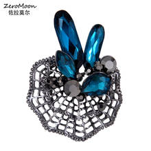 Classic Spider Web Brooch Crystal Rhinestone Pin Teardrop Oval Women Garment Accessory Fashion Jewelry Gift 2024 - buy cheap