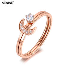 Женское кольцо 2 в 1 AENINE, из нержавеющей стали с фианитом 2024 - купить недорого