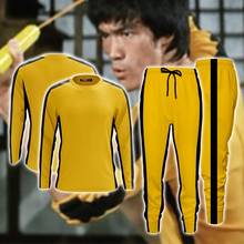 Monos de Bruce Lee para hombres adultos, uniformes amarillos de Wushu, conjunto de Kung Fu, traje chino Wu Shu para hombres, conjuntos de artes marciales, sudadera 2024 - compra barato
