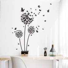 Simples preto dandelion borboleta flores adesivos quarto sala de estar embelezamento decorativo cartazes parede 2024 - compre barato