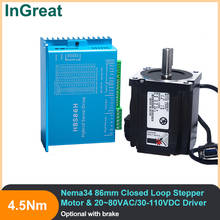 Controlador de motor paso a paso con ventilador de refrigeración, 4,5nm, 643Oz.in Nema34, 86mm, freno de motor cerrado de 1,8 grados y 20 ~ 80V CA/30-110V CC 2024 - compra barato