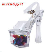Mclubgirl 18-20Cm Autumn Nightclubs Shoes Waterproof Platform Roman Fish Mouth Ladies Super high-heeled Sandals LFD 2024 - buy cheap