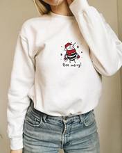 ABELHA FELIZ. Camiseta de natal colorido feminino engraçado kawaii moda hipster unisex vintage outfit gráfico pullovers 2024 - compre barato