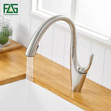 FLG Pull Out Kitchen Faucets Single Handle Kitchen Sink Tap 360 Rotation Brass faucet Brushed Nickel kitchen mixer 1066-33N 2024 - buy cheap