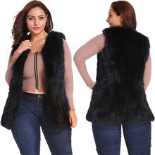 Women's Fashion Slim Warm Fur Overcoat Outerwear Plus Size 6XL Long Faux Fur Waistcoat Women Winter Sleeveless Casual Fur Jacket 2024 - buy cheap