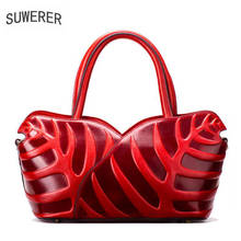 SUWERER-Bolso de mano de piel auténtica para mujer, bolsa de lujo con estampado Floral en Color, marca famosa de alta calidad, 2020 2024 - compra barato