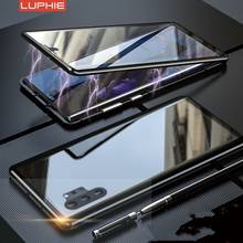 Роскошный двухсторонний стеклянный чехол Luphie 360 для Samsung Galaxy Note 10 Plus Note10 + Магнитный флип-чехол 2024 - купить недорого
