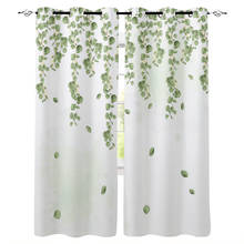 Watercolor Eucalyptus Leaves Plant Curtains Panel Kitchen Decor Items Window Curtains for Living Room Curtains Kids Bedroom 2024 - buy cheap