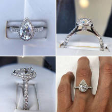 Camiseta nueva calidad elegante gran lágrima en forma de anillos con circón CZ blanco anillo de piedra para mujeres de moda joyería del compromiso de la boda 2024 - compra barato