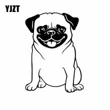 YJZT 11,5X15,8 см Intereting животное щенок мопса собака автомобиль виниловые наклейки, переводной рисунок декор черный/серебристый C24-1252 2024 - купить недорого