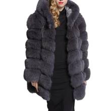 Lisa Colly High-Grade Fashion Women Winter Hooded Fake Fur Jackets Coats Artificial Fox Fur Coat Outwear Casual party overcoat 2024 - buy cheap