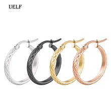 Uelf 2019 New Stainless Metal Earrings For Women Gold Hoop Earrings Hip Hop Fashion Round Circle Earrings 2024 - buy cheap