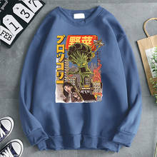 Japan Broccozilla Anime Print Sweatshirts Man Hoodies Vintage Casual Harajuku Warm Hoody Autumn Fleece Hoodie O-Neck Pullover 2024 - buy cheap