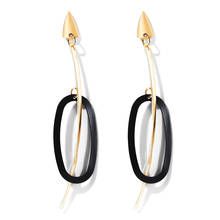 WYBU New Style Long Line Strip Drop Earring Golden Black Elliptic Circle Pendant Earring For Women Simple OL Style Ear Jewelry 2024 - buy cheap