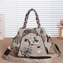 Fashion national string appliques women shopping handbags!Nice Animal embossing lady multi-use bag All-match canvas Shoulder bag 2024 - buy cheap