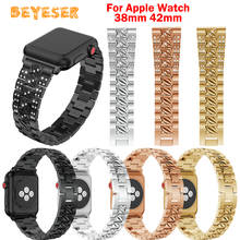 Pulseira de diamante de cristal, elegante pulseira de aço inoxidável de substituição para apple watch 38mm 42mm 40mm 44mm, acessórios de cinto de luxo 2024 - compre barato