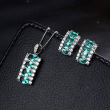 Funmode Fashion New Girls Jewelry Sets Green Red AAA Cubic Zirconia Necklace Pendant Earrings Wholesale Vocation Decoration FS19 2024 - buy cheap