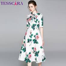 TESSCARA-vestido Floral elegante para mujer, vestido de fiesta de boda de alta calidad, vestido de gasa de diseñador con lazo Vintage para verano 2024 - compra barato