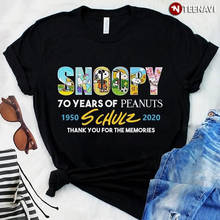 Snoopy 70 Years Of Peanuts 1950 Schulz 2020 Thank You For Memories T-Shirt 2024 - buy cheap