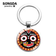 Songda chaveiro com pingente de jagannath., chaveiro de liga de vidro com cabochão para arte, presente religioso benta e de carro, ornamentos. 2024 - compre barato