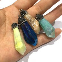 Pedra natural pingentes de cristal charme irregular para fazer jóias diy colar brinco acessórios reiki cura jóias presente 2024 - compre barato