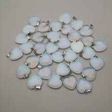 fashion natural stone opal heart Pendants & necklaces for making Jewelry High quality charm Point parts 50pcs/lot wholesale 2024 - buy cheap