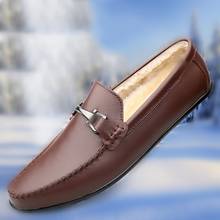 Men Shoes Winter Loafers Warm Fur Mens Slip on Shoes Fashion Casual Leather Flats Outdoor Driving Shoes High Quality Adulto Shoe 2024 - buy cheap