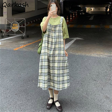 Sleeveless Dress Women Plaid Brisk Simple Japaneses Style Teenager Girl Retro Sweet College Spaghetti Strap Holiday Chic 4XL 2024 - buy cheap