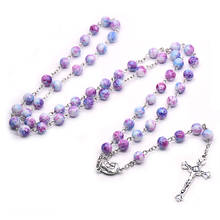 Handmade Rosary Necklaces Christian Catholic Virgin Mary INRI Cross Pendant Colorful Beads Chains Necklace Religious Jewelry 2024 - buy cheap