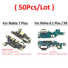 50 шт. для Nokia 7 Plus USB зарядный порт док-разъем с микрофоном гибкий кабель платы для Nokia X5 5,1 Plus X6 6,1 Plus 2024 - купить недорого