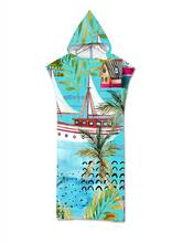 Drop Ship New Bath Beach Towel with Hood Microfiber Hooded Robe Towel Poncho for Swimming Beach Surf Woman Bathrobe Beachwear 2024 - buy cheap