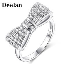 DEELAN Classic Delicate Big Bowknot Finger Rings Crystal Zircon For Women Girls Wedding Jewelry Trendy Love Gifts Romantic Ring 2024 - buy cheap