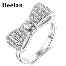 DEELAN Clássico Delicate Big Bowknot Dedo Anéis de Cristal De Zircão Para As Mulheres Meninas Presentes de Casamento Jóias Da Moda Amor Romântico Anel 2024 - compre barato