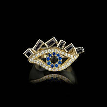Женское кольцо в готическом стиле, золотистое дизайнерское ювелирное украшение в виде глаза демона, инкрустированное фианитом, для коктейвечерние 2024 - купить недорого