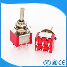 10Pcs Red 6 Pin 3 Position ON-OFF-ON DPDT Mini Latching Toggle Switch AC 125V/6A 250V/3A 2024 - buy cheap