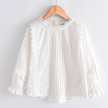 LOVE DD & MM-camisetas de otoño para niñas, Blusa de manga larga con bordado hueco de flores y encaje lateral 2024 - compra barato