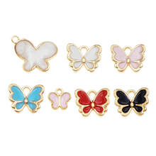 Julie Wang-abalorios de mariposa esmaltada de 7 piezas, colgantes de animales de insectos pequeños de colores de estilo mixto, accesorio de fabricación de joyas de aleación de tono dorado 2024 - compra barato