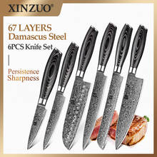 XINZUO-cuchillo de Chef japonés Santoku, 6 Juego de cuchillos de cocina, VG10, acero de Damasco, alto carbono, utilidad para pelar pan 2024 - compra barato