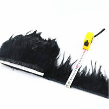 Wholesale 10 Meter Black Chicken Cock Feathers Trim Cloth Sideband Pheasant Feather Trims Fringe Clothing Wedding Decoration 2024 - buy cheap