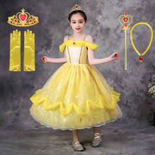 VOGUEON-vestido de princesa bella para niña pequeña, disfraz de princesa de belleza, para fiesta de Halloween, cumpleaños, disfraz para fotografía 2024 - compra barato
