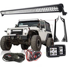 For 87-95  Jeep Wrangler YJ 50Inch LED Light Bar +  3X3 Pods Work Lights + Roof Mounting Bracket + Free Wire Harness YJ Set 2024 - buy cheap