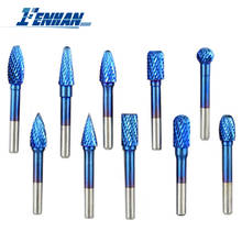 6x10mm Rotary Files Nano Blue Coated Wood Carving Milling Cutter Tungsten Carbide Burr Cutter Double Cut Rotary Tool Burrs 2024 - buy cheap