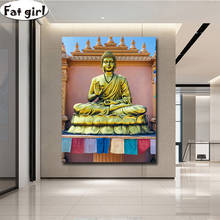 Golden buddha statue 5D diy diamond painting Buddhist home decor diamond embroidery Mosaic rhinestone puzzle cross stitch kits 2024 - buy cheap