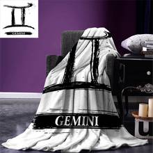 Zodíaco gemini lance cobertor grunge e artístico brushstroke horóscopo ícone astrologia símbolo cobertor quente para cama sofá preto 2024 - compre barato