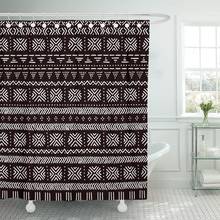 Brown lama preto e branco listrado tradicional africano mudcloth cortina de chuveiro tecido poliéster à prova d60 água 60x72 polegadas conjunto 2024 - compre barato