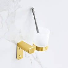 Taza de cepillo de dientes de baño de oro cepillado, soporte de cepillo de dientes de aluminio, espacio montado en la pared, accesorios de baño 2024 - compra barato
